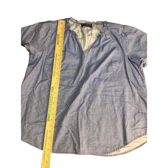 Lane Bryant Blue White Dot Print V-Neck Shirt Womens Short Sleeve Casual Size 16 - Picture 9 of 9